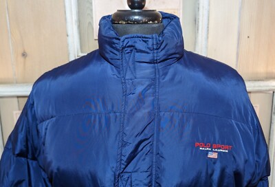 POLO SPORT RALPH LAUREN VINTAGE 90'S MENS NAVY DOWN PUFFER JACKET