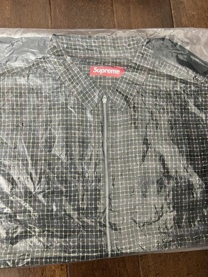Supreme FW25 Metallic Plaid Zip Up Shirt Brown Washed Black Size