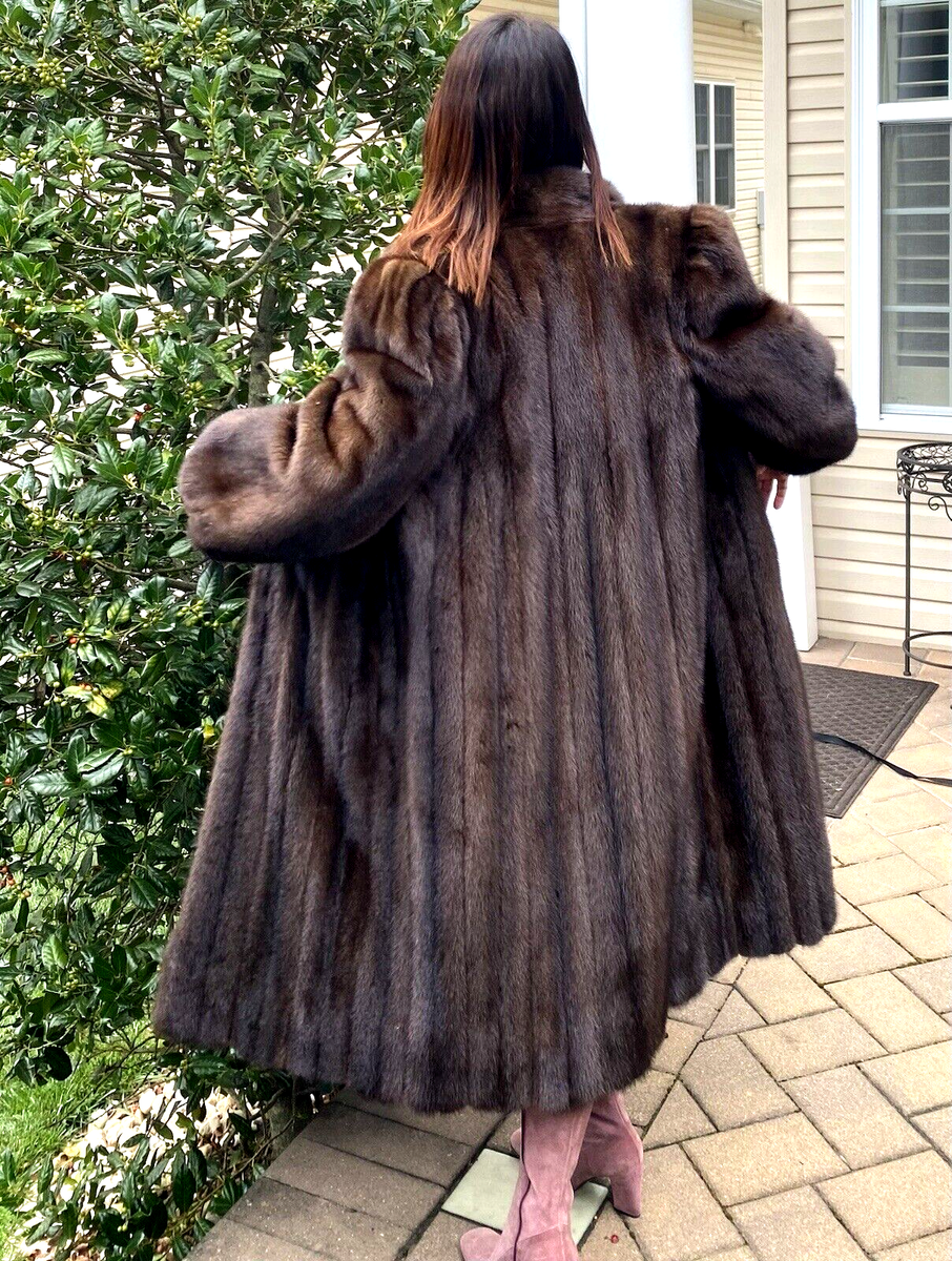 Lanvin Furs Quiet Luxury Nat Mink Fur Coat Brown Sz 8-10 Midi Old