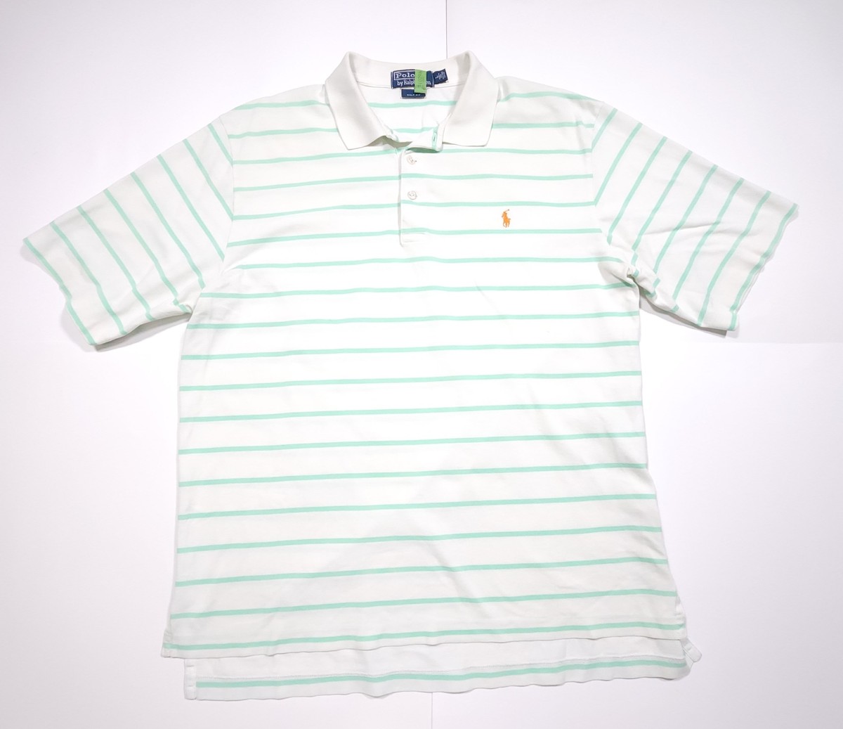 Polo Ralph Lauren L White Polo Shirt Mint Green Horizontal Stripe