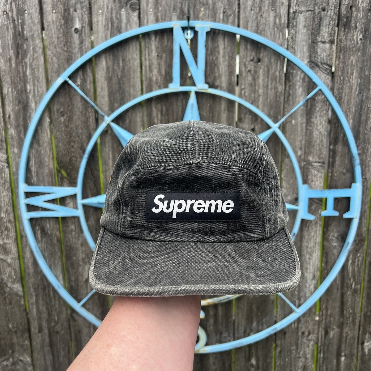 Black Faded Canvas Supreme 5 Panel Camp Cap | eBay