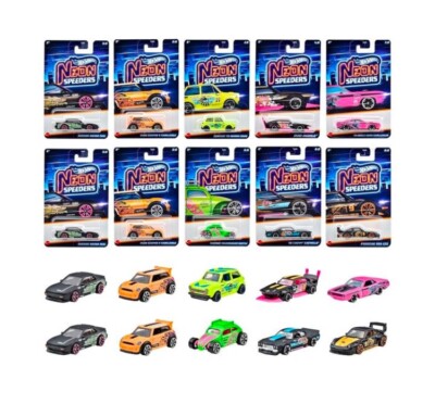 2025 Hot Wheels Neon Speeders Walmart Exclusive Mix 1 Complete Set