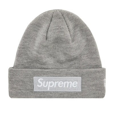 Supreme x New Era FW24 Box Logo Beanie Heather Grey | eBay