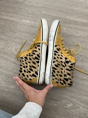 VANS X SUPREME Sk8-Mid Pro 'Cheetah Velvet Gold' Sneakers Size 12