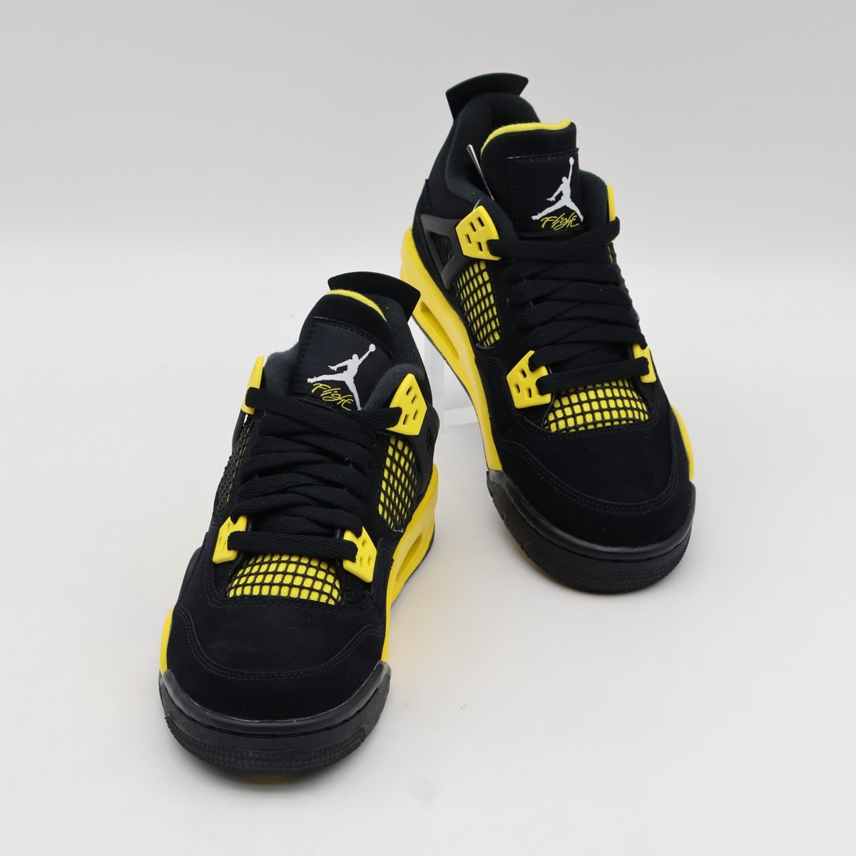 408452-017 Nike GS Air Jordan 4 Retro Thunder Black Gold Yellow | eBay