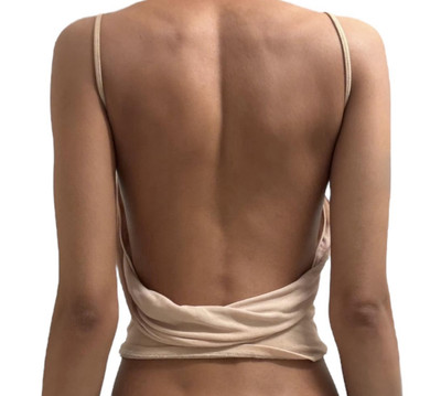 Vintage Gucci by Tom Ford Early 2000s Backless Beige Draped Tank