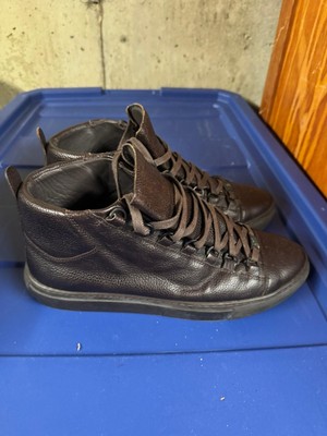 Balenciaga Arena Men 8 41 Brown Leather High Top Sneakers Shoes