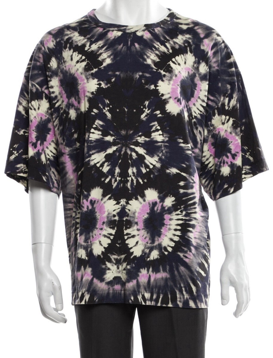 Dries Van Noten SS19 Tie Dye T-Shirt Sz M Black Pink Tan Ecru Rare