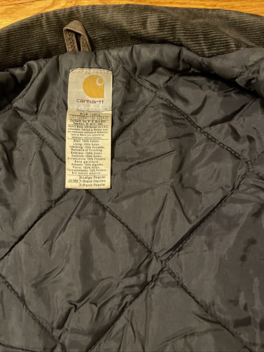 Vintage Carhartt J22 DKB Arctic Quilted Lined Work Jacket Dark