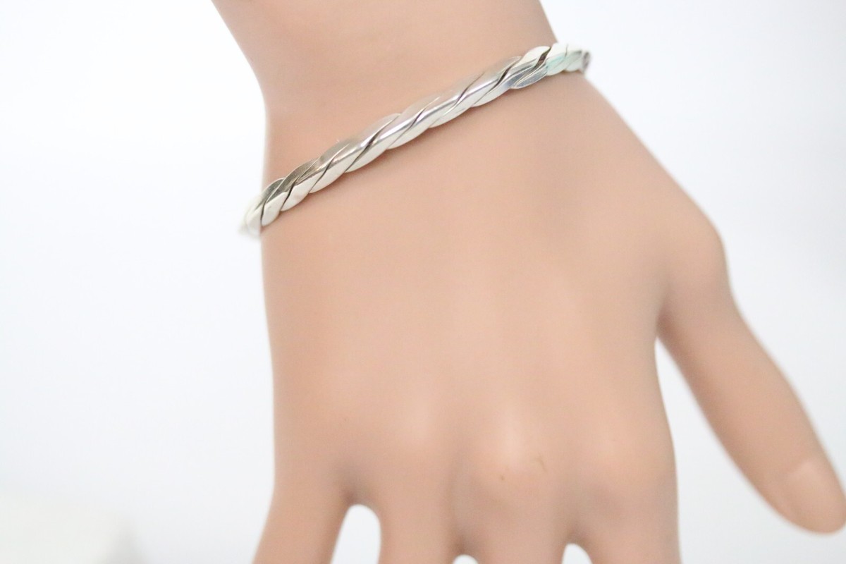 Tiffany & Co. Sterling Silver 925 Twist Braided Knife Edge Bangle