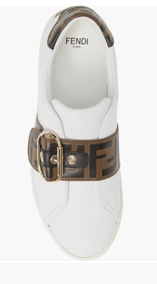 Fendi Z3929 Womens White Leather Iconic Ff Band Sneakers Size EU