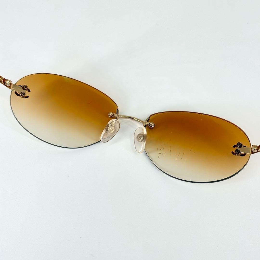 Chanel 4013 Rimless Sunglasses yellow gradient Coco Mark w/Case | eBay