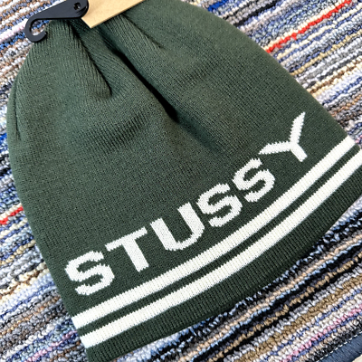 STUSSY BEANIE HAT JAQUARD STRIPE SKULLCAP BEANIE - DARK GREEN - OS