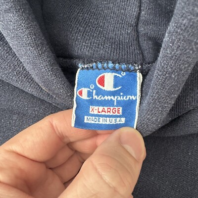 Vintage Champion Reverse Weave Hoodie Sweatshirt XL Navy Made In