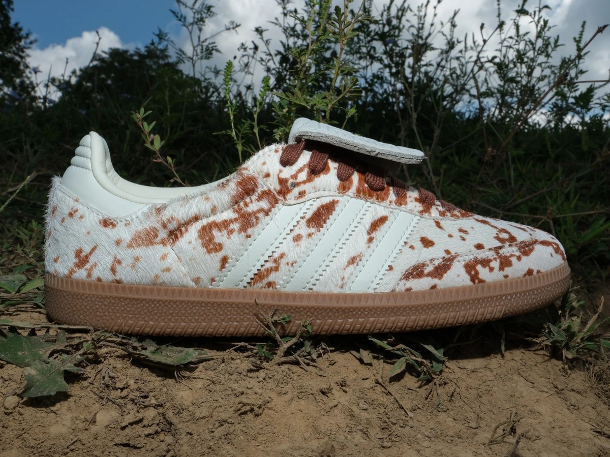 Adidas Originals Women's Size Samba LT Long Tongue Cow Print Brown
