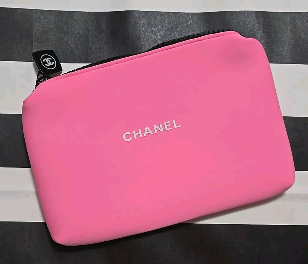 RARE Chanel Beauty Neoprene PINK Cosmetic Makeup Bag Pouch | eBay