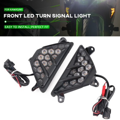 Front LED Turn Signal Light For KAWASAKI NINJA 650 EX650 ZX-25R ZX