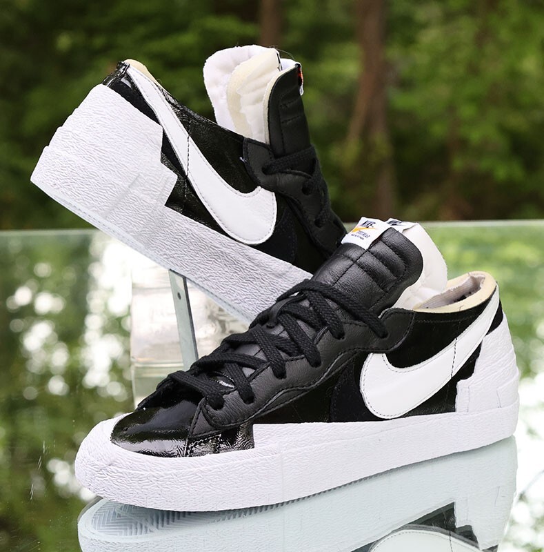 Nike Sacai x Blazer Low Black Patent Men's Size 9 White Custom