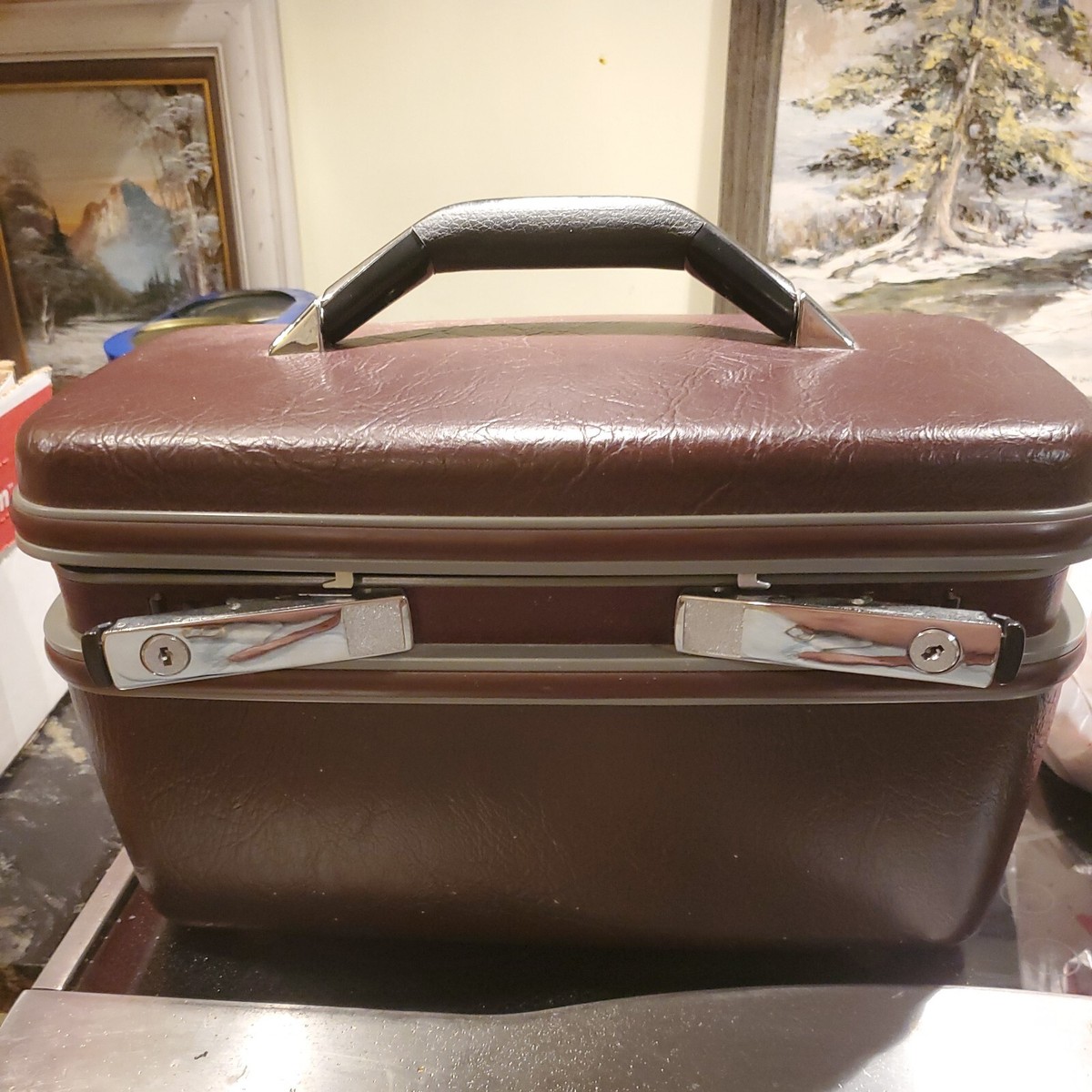 Vintage Samsonite Sentry Burgundy Cosmetic Train Case Hard Luggage