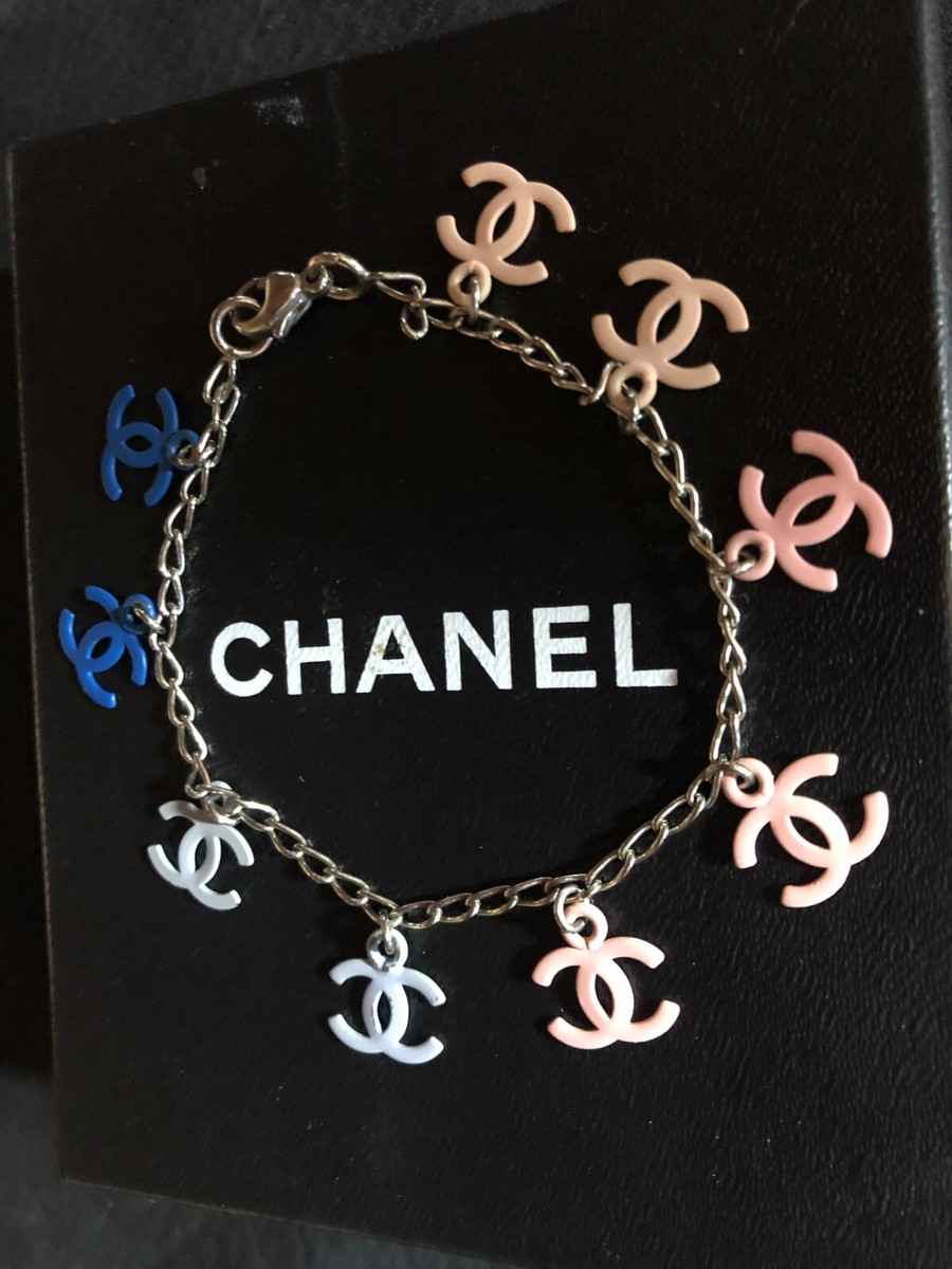 CHANEL Bracelet Bangle AUTH logo coco Vintage Rare Gradation
