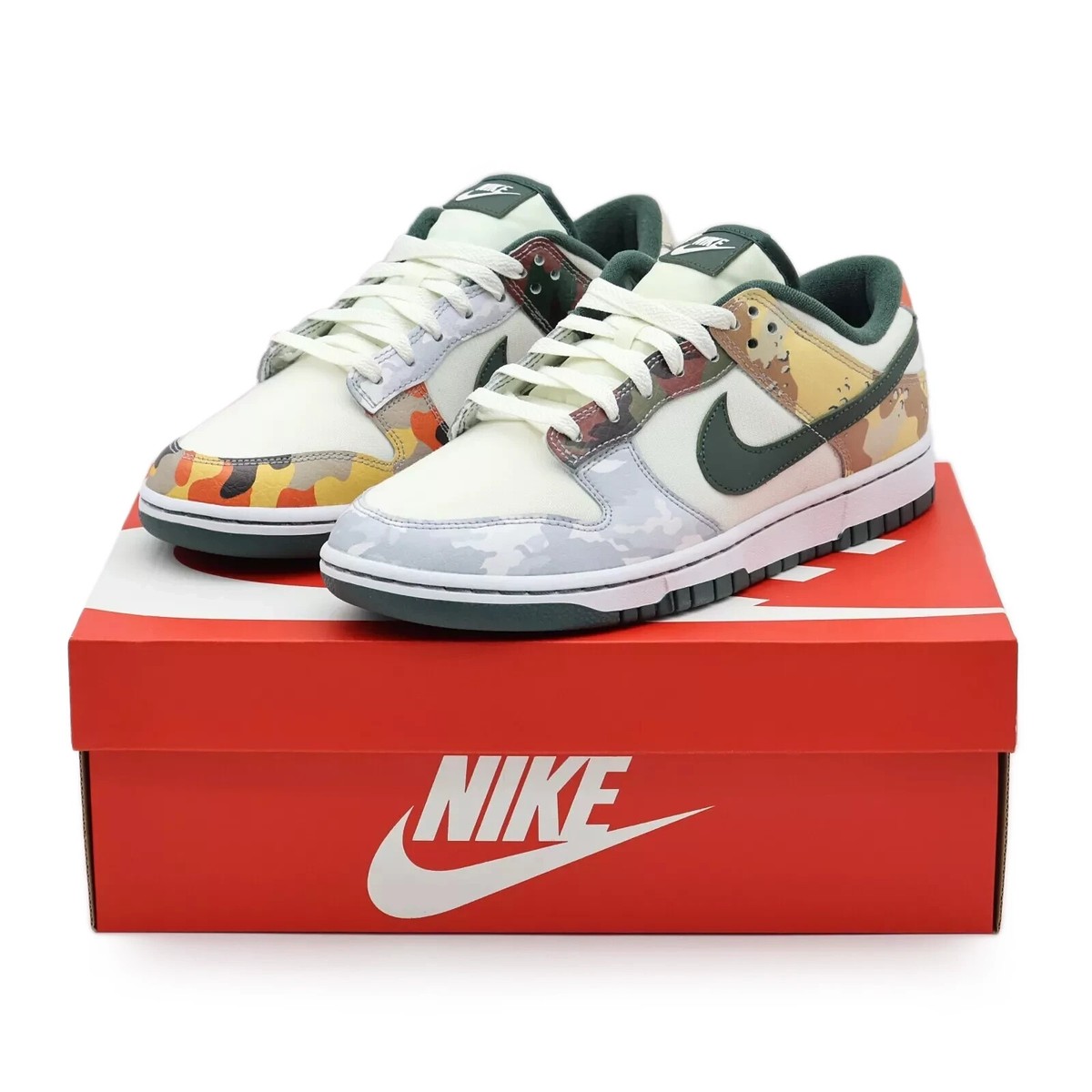 DH0957-100 Nike Dunk Low SE Sail Multi Camo White Vintage Green