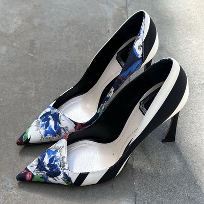 Christian Dior Shoes Womens 38 Floral Striped High Heel Pumps | eBay
