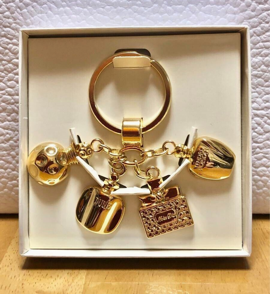 Christian Dior Novelty Gold Perfume motif Key holder Key Ring wz