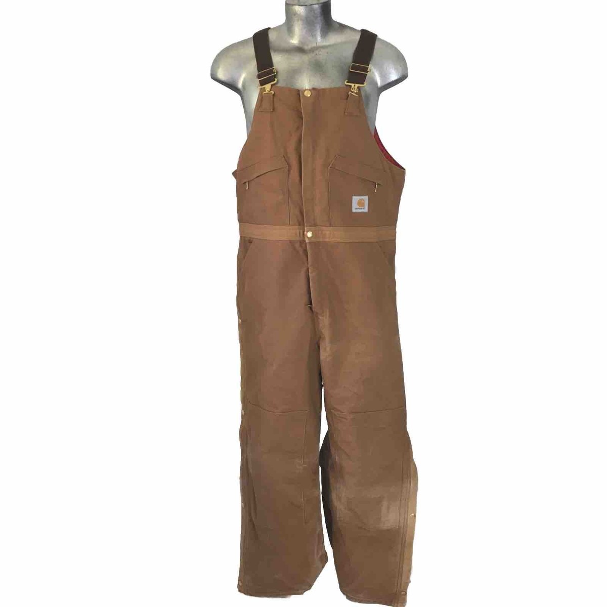 Carhartt Lined Men 40 x 32 Bib Overalls R04 UFCW Union Made Zip to