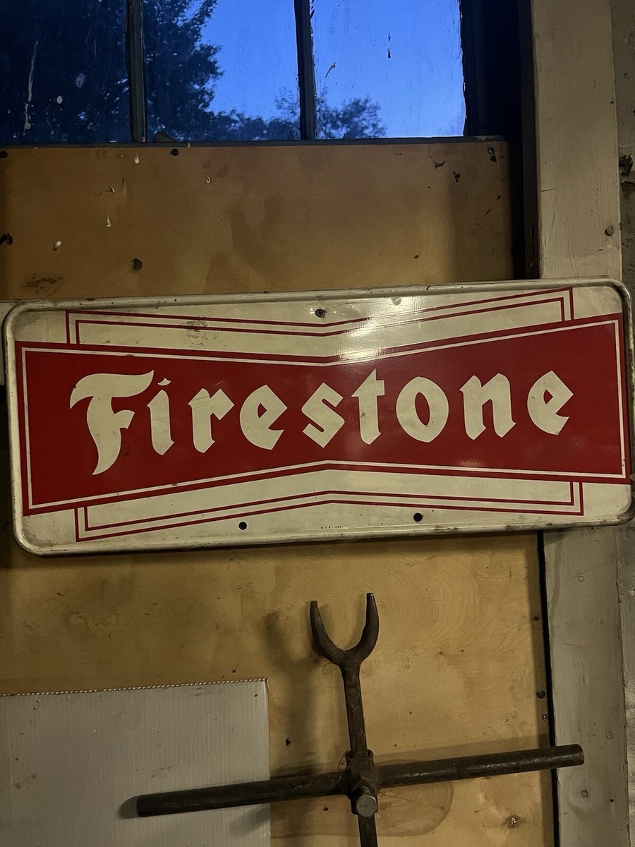 Original Vintage Firestone Porcelain Sign 24