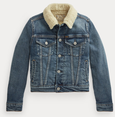 NWT POLO RALPH LAUREN Sz6 DENIM FAUX SHEARLING TRUCKER JACKET BASS