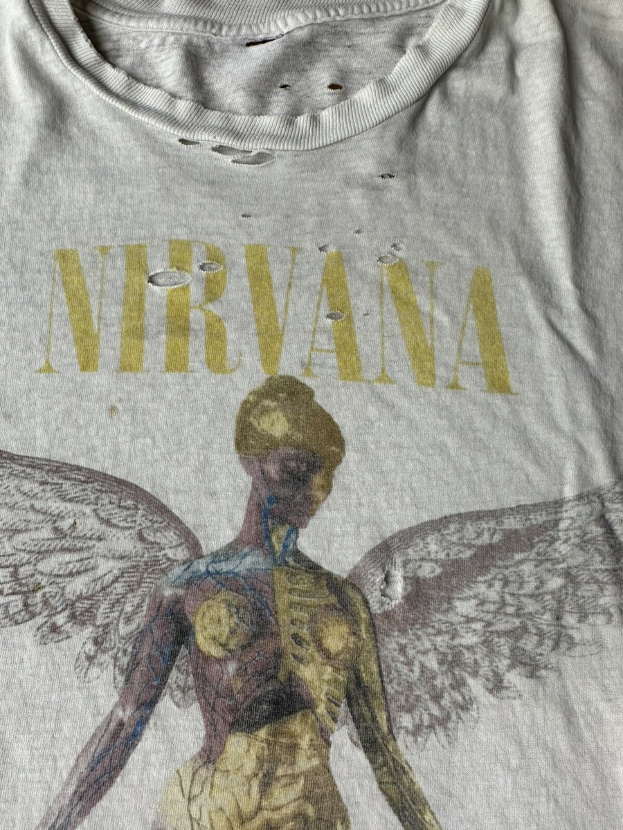 Vtg Nirvana In Utero T shirt 1990's 1993 USA Thrashed Paper Thin