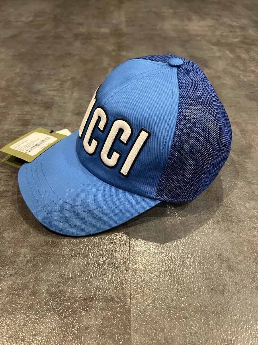 Gucci Blue Hat Logo Baseball Men's Retail 57cm / S Retail 480$ | eBay