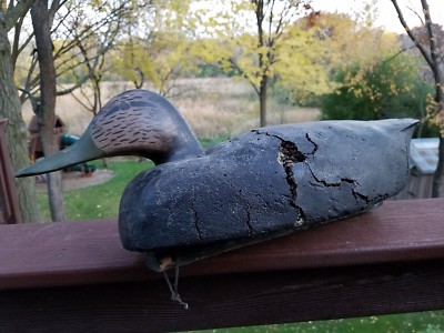 LL Bean Deluxe Oversized Black Duck Cork Decoy Wood Vintage
