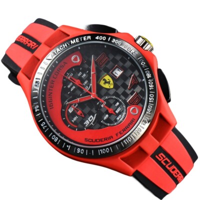 New Men's Watch Formula Scuderia Ferrari 44mm Silicone Wristwatch