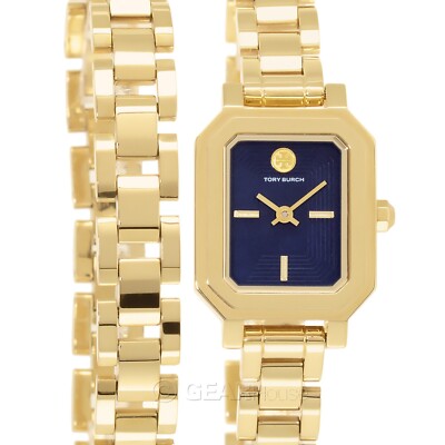 TORY BURCH Robinson Womens Double Wrap Watch, Blue Dial, Gold