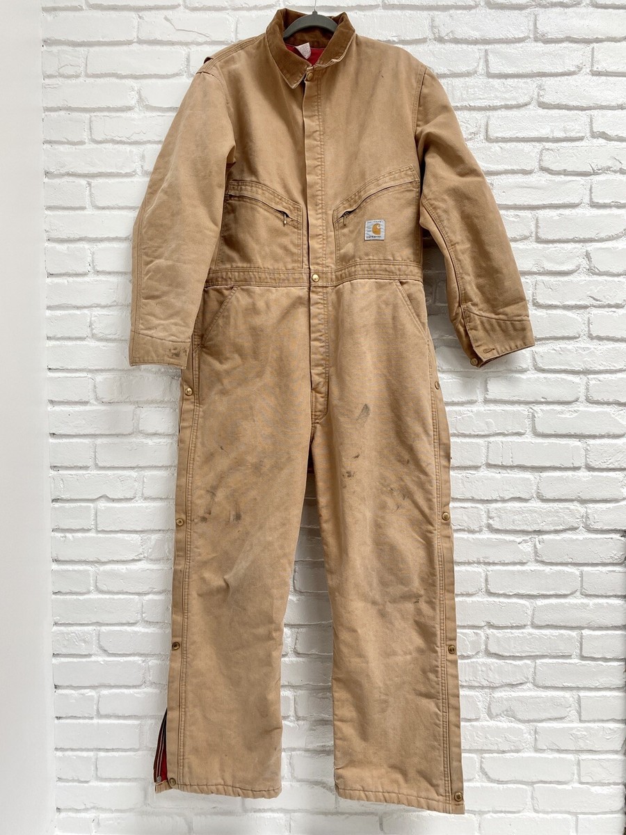 Vintage 1989 100 Years Carhartt Jumpsuit Large red lined excellent