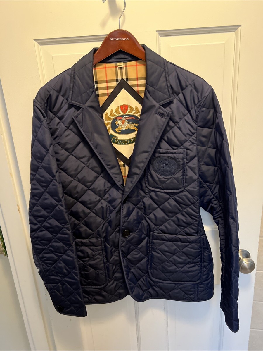 Burberry Men's Clifton Quilted Blazer Navy Jacket Navy Size 54