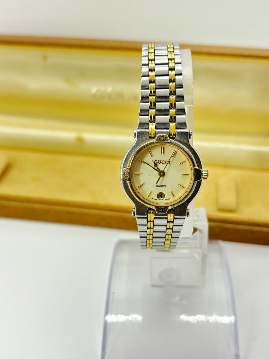 Exc+5 w/Box] Gucci 9000L Quartz Women's Watch White Dial Gold