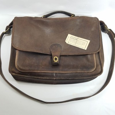 Vtg 1980s Coach Brown Metropolitan Messenger Briefcase Bag USA No