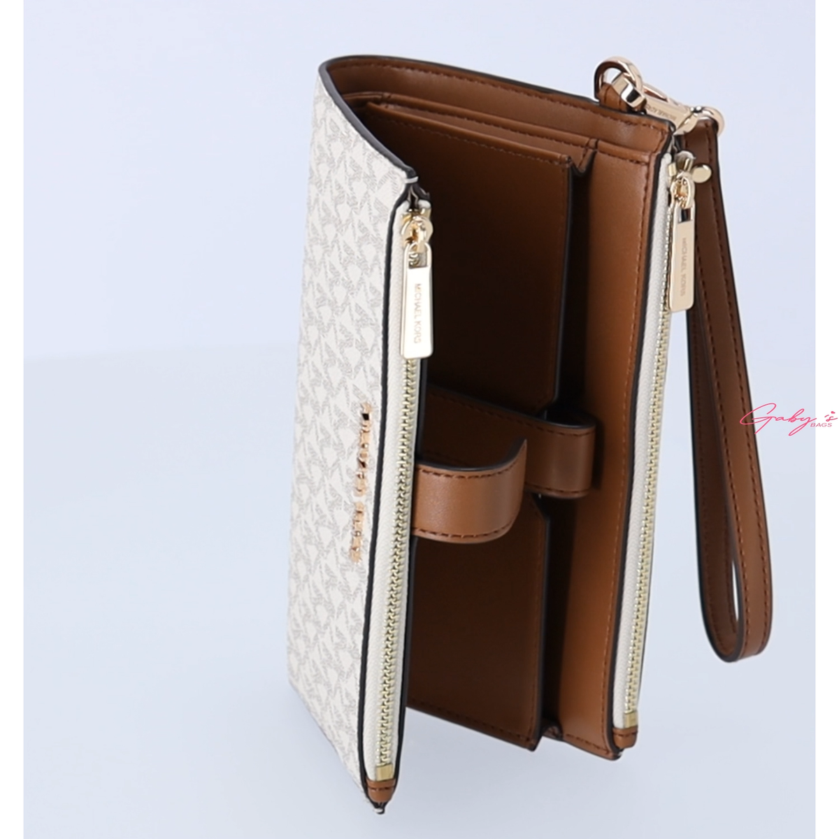 Michael Kors Jet Set Travel Double Zip Phone Wristlet MK Vanilla