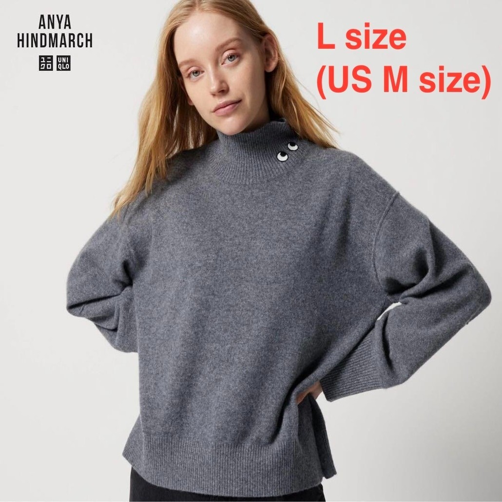 UNIQLO x ANYA HINDMARCH Cashmere High Neck Long Sweater Gray Size
