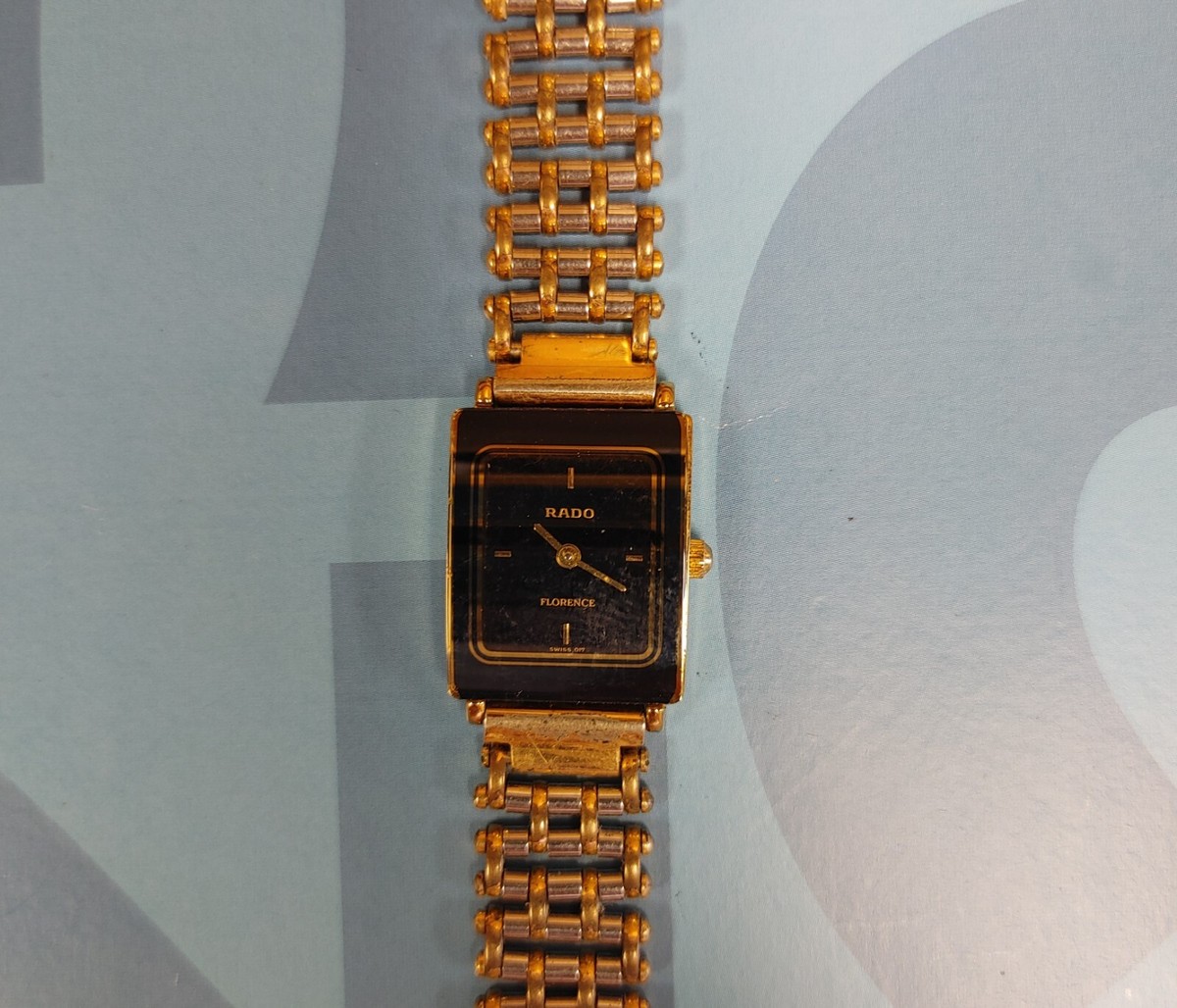 Vintage Rado Florence Watch Ladies 18mm Rectangle Quartz Black