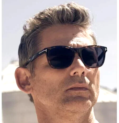 NEW TOM FORD ERIC-02 TF595-F 01J BLACK W/BROWN LENS AUTHENTIC