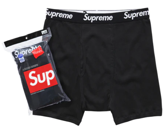Supreme Hanes Boxer Briefs Black Underwear S-XL (4 in 1 Pack