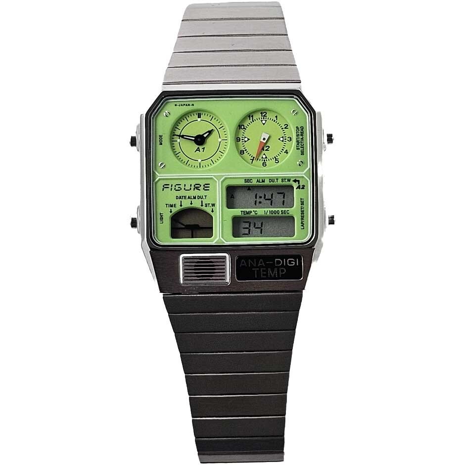 CITIZEN ANA DIGI TEMP WATCH green silver Japan TICTAC Limited