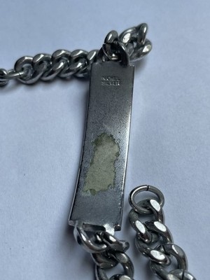 WWII ID Tag Rectangle Plate Vintage Military Bracelet Nickel