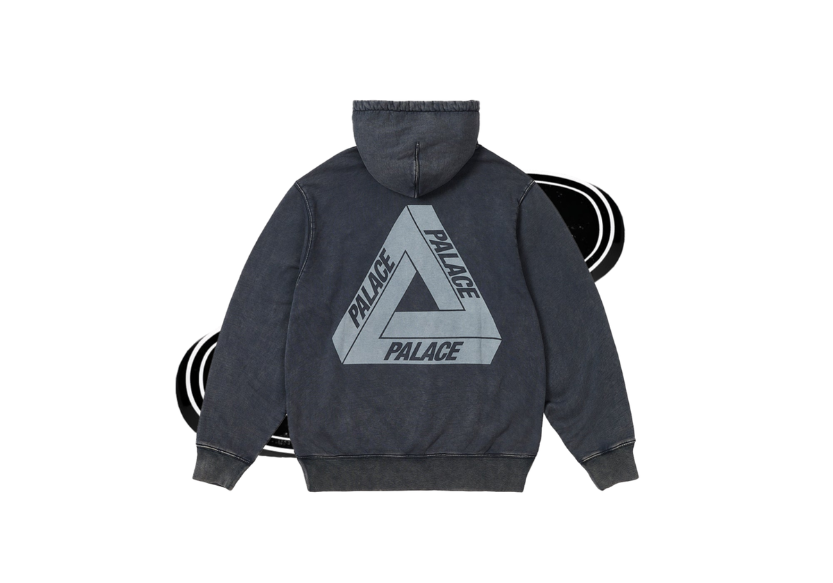 PALACE SKATEBOARDS PIGMENT WASHED OUT TRI-FERG HOODIE HOOD BLUE