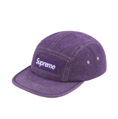 Supreme Denim Camp Cap Purple SS25 In Hand Ships Quick Washed Box
