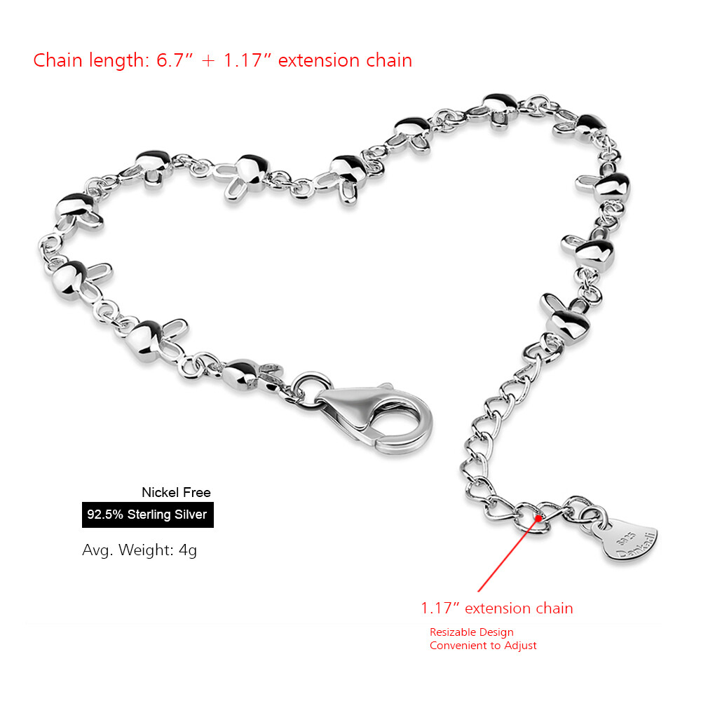 Genuine 925 Sterling Silver Rabbit Chain Bracelet 7.9