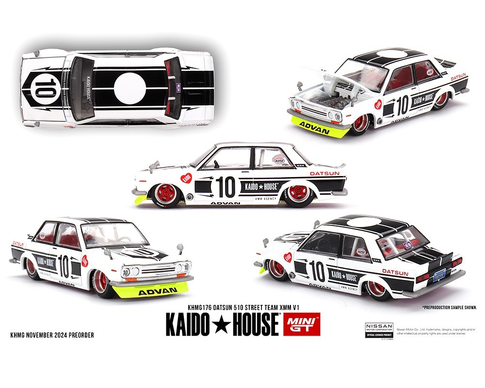Kaido House x Mini GT Datsun 510 Street Team XMM V1 KHMG176 1/64
